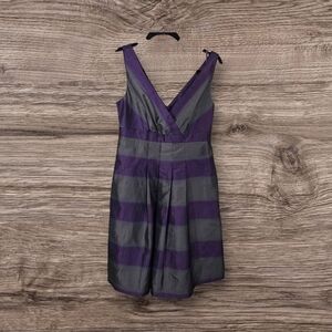 Nine West Purple and Grey Midi Dress V-Neck Sleeveless With Pockets Size 6